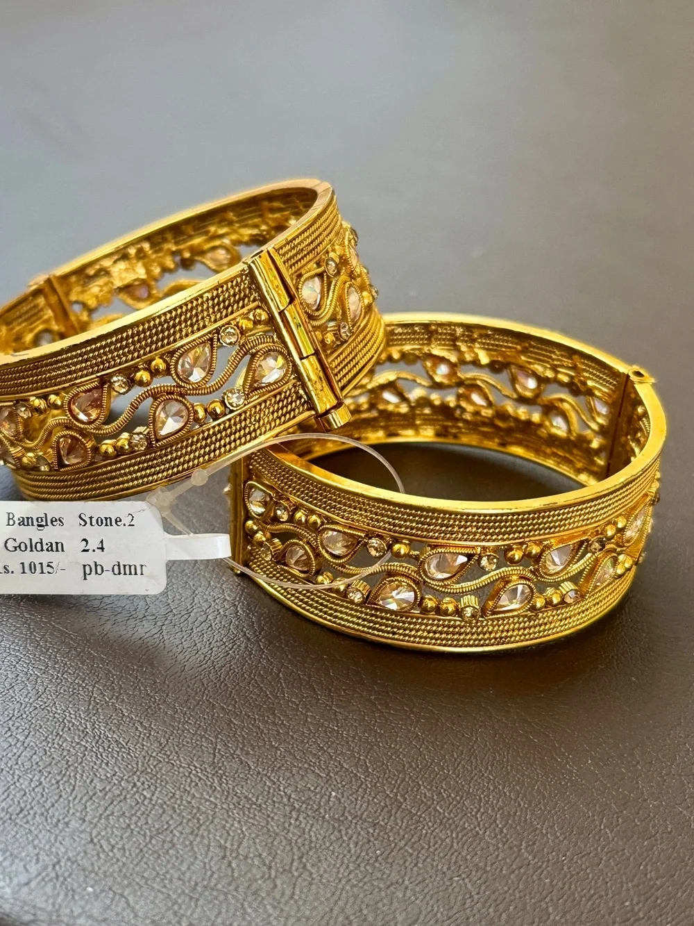 Gold-Tone Kundan Accent Women’s Bangle Set